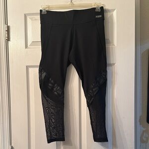 Victoria Secret PINK Ultimate Black Leggings with Mesh Detail